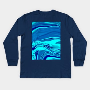 Shades of Blue Swirls Original Art Print Kids Long Sleeve T-Shirt